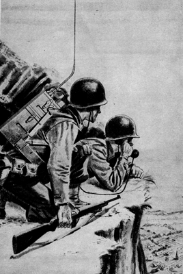 Combat picture with SCR-300-A Radio Set